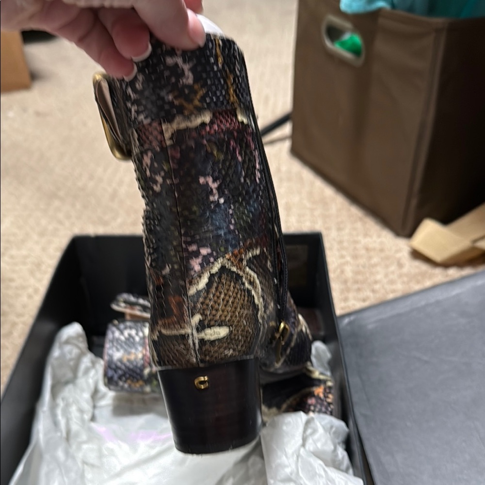 Coach Multicolor Snakeskin Heeled Boots “Cassandra”